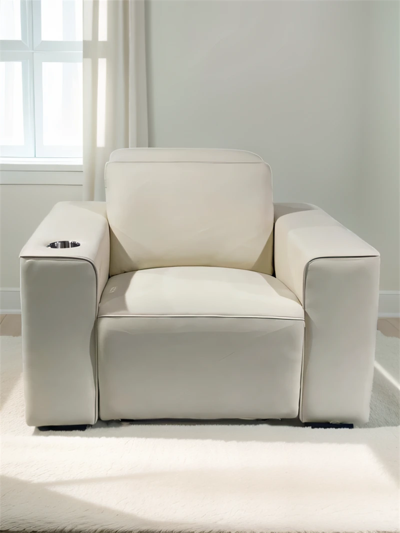 single theater sofa in white leather