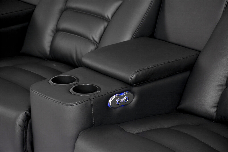 black leather center console