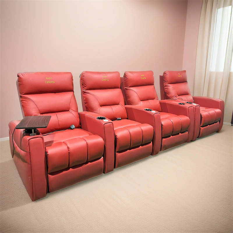 red leather home theater seating for 4