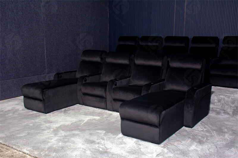 four-seat theater seating with chaise